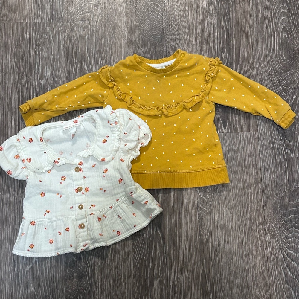 18 Month Polka Dot Pullover and Floral Blouse